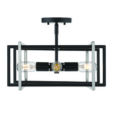  6070-SF BLK-PW - Tribeca Semi-flush in Matte Black with Pewter Accents